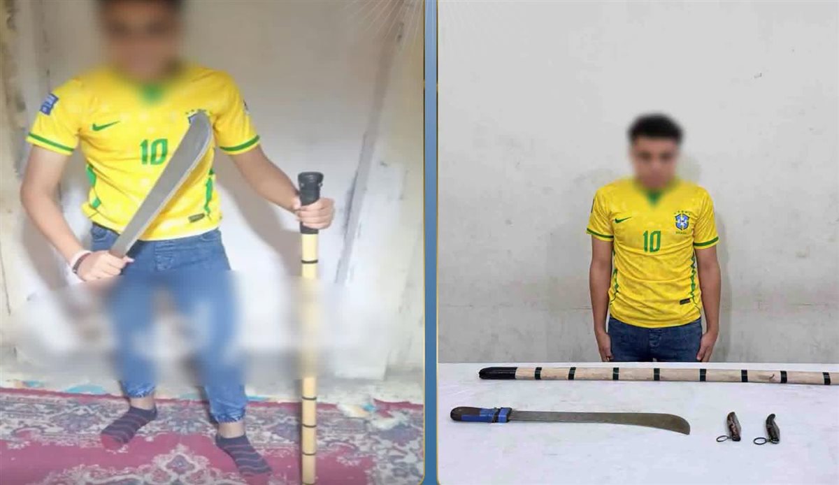 بأسلحة بيضاء وعبارات خادشة، طالب بالبحيرة يصور فيديو للاستعراض وجذب المشاهدات، والأمن يضبطه، فيتو 