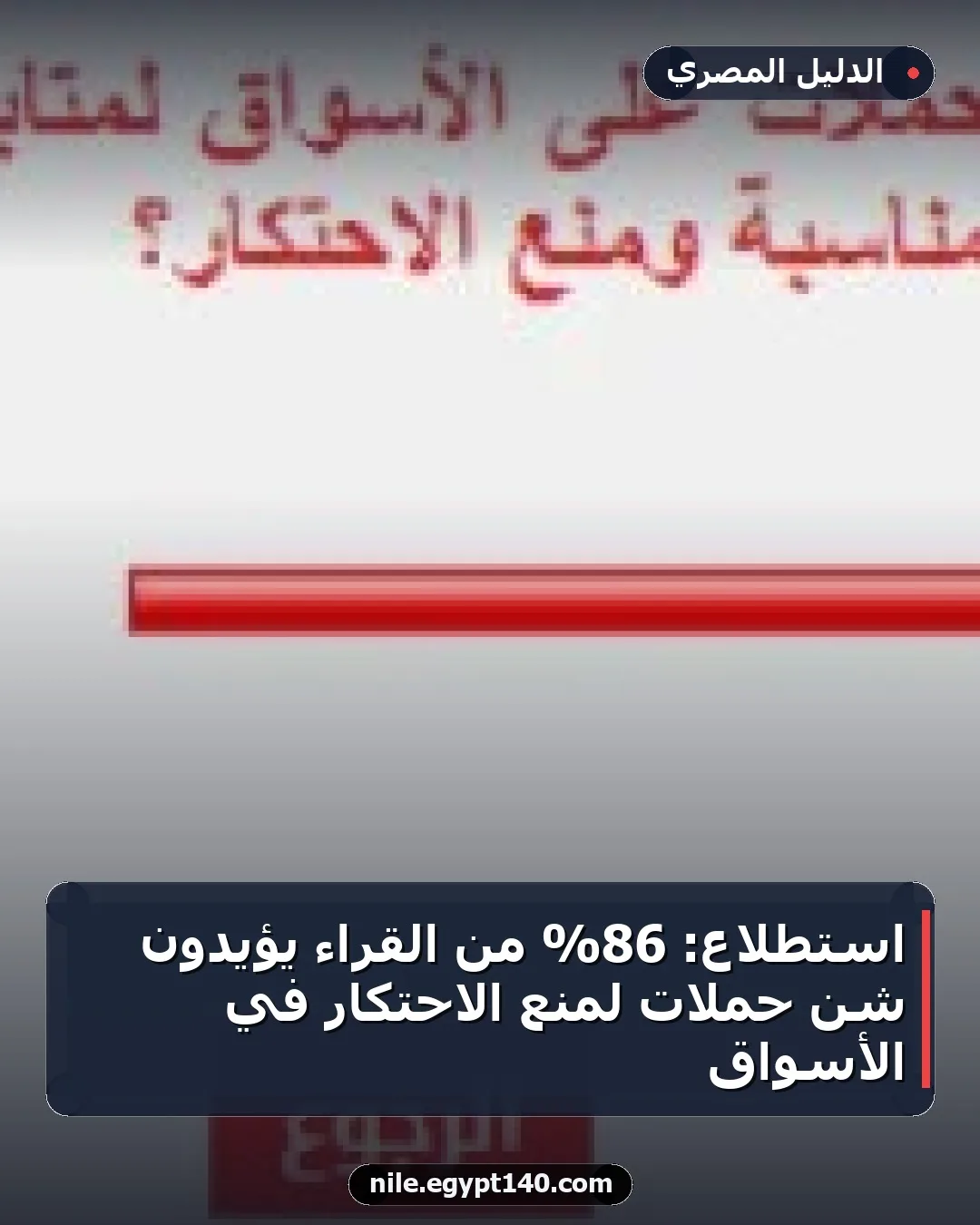 استطلاع: 86% من القراء يؤيدون شن حملات لمنع الاحتكار في الأسواق
