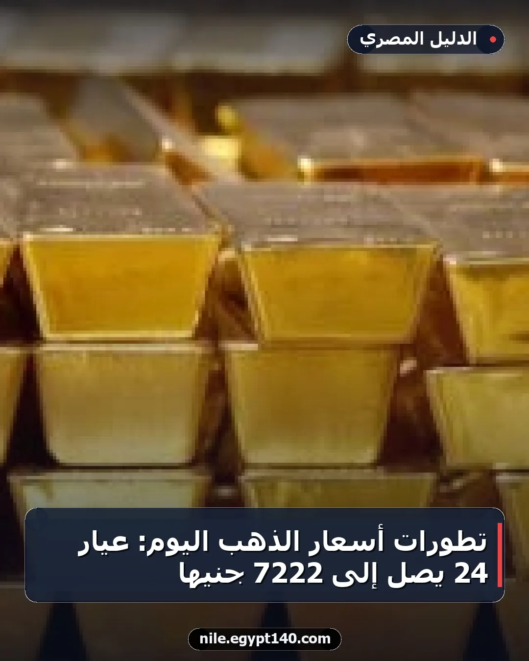تطورات أسعار الذهب اليوم: عيار 24 يصل إلى 7222 جنيها