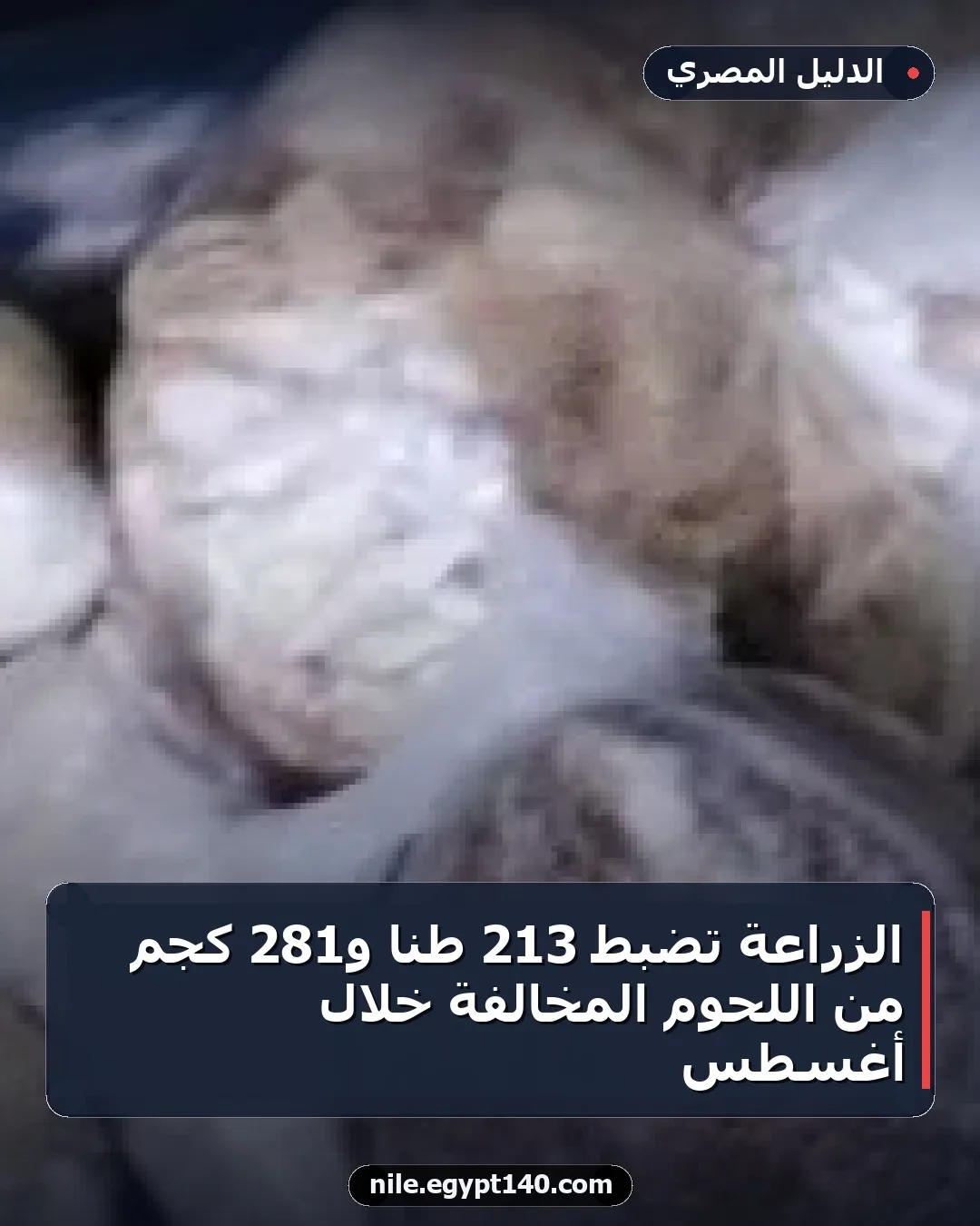 الزراعة تضبط 213 طنًا و281 كجم من اللحوم المخالفة خلال أغسطس