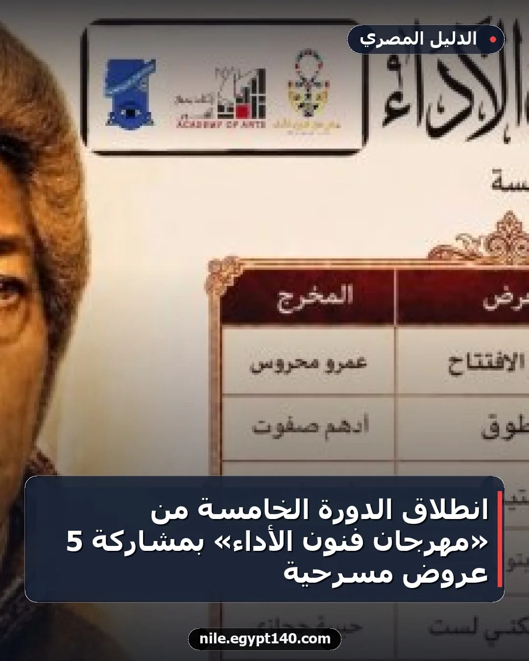 انطلاق الدورة الخامسة من «مهرجان فنون الأداء» بمشاركة 5 عروض مسرحية