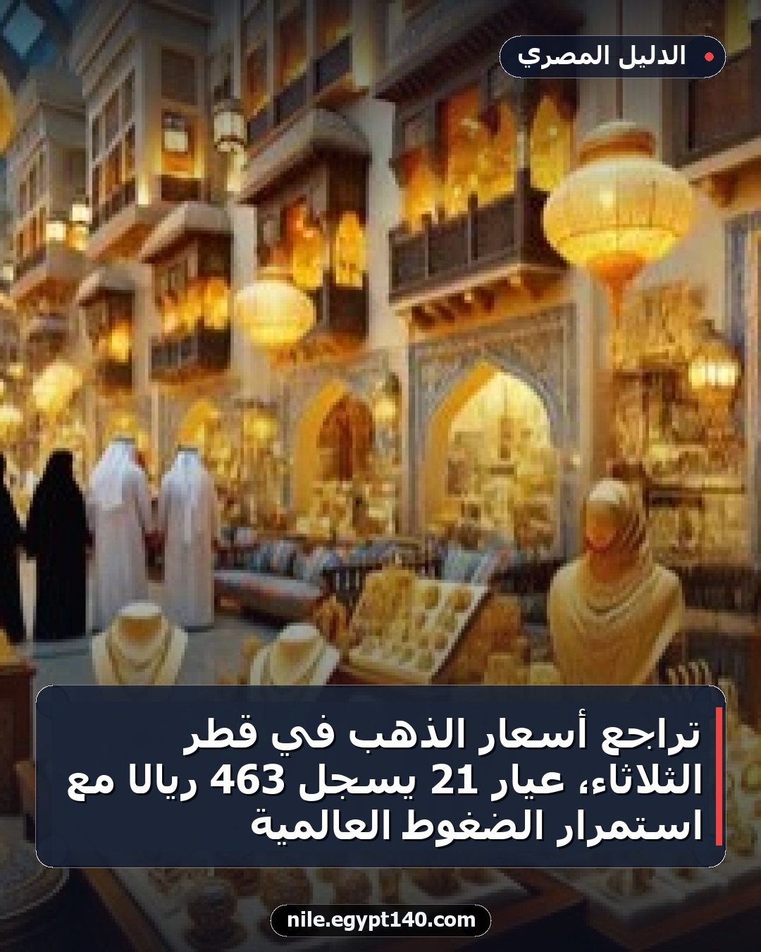 تراجع أسعار الذهب في قطر الثلاثاء، عيار 21 يسجل 463 ريالًا مع استمرار الضغوط العالمية