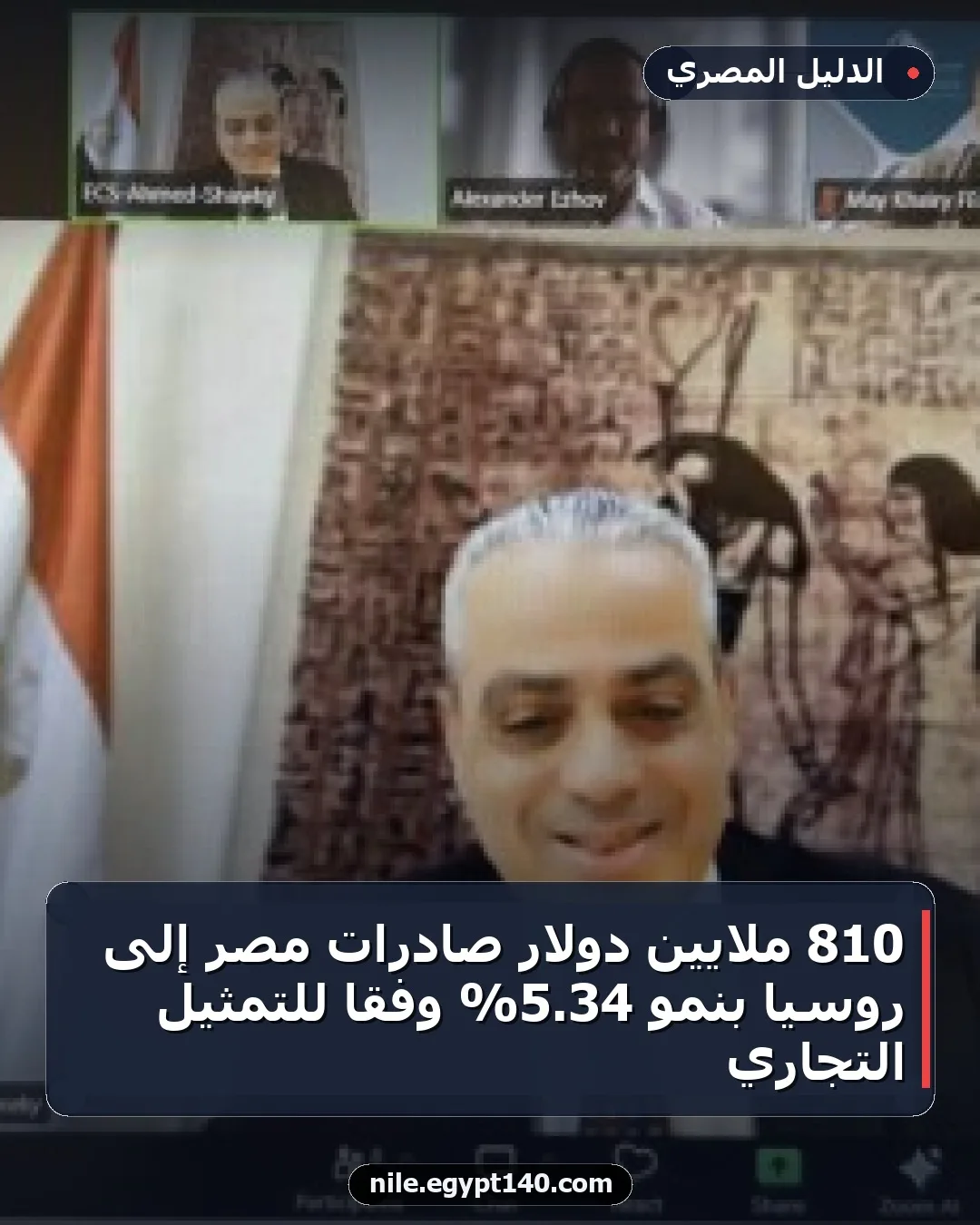 810 ملايين دولار صادرات مصر إلى روسيا بنمو 34.5% وفقًا للتمثيل التجاري