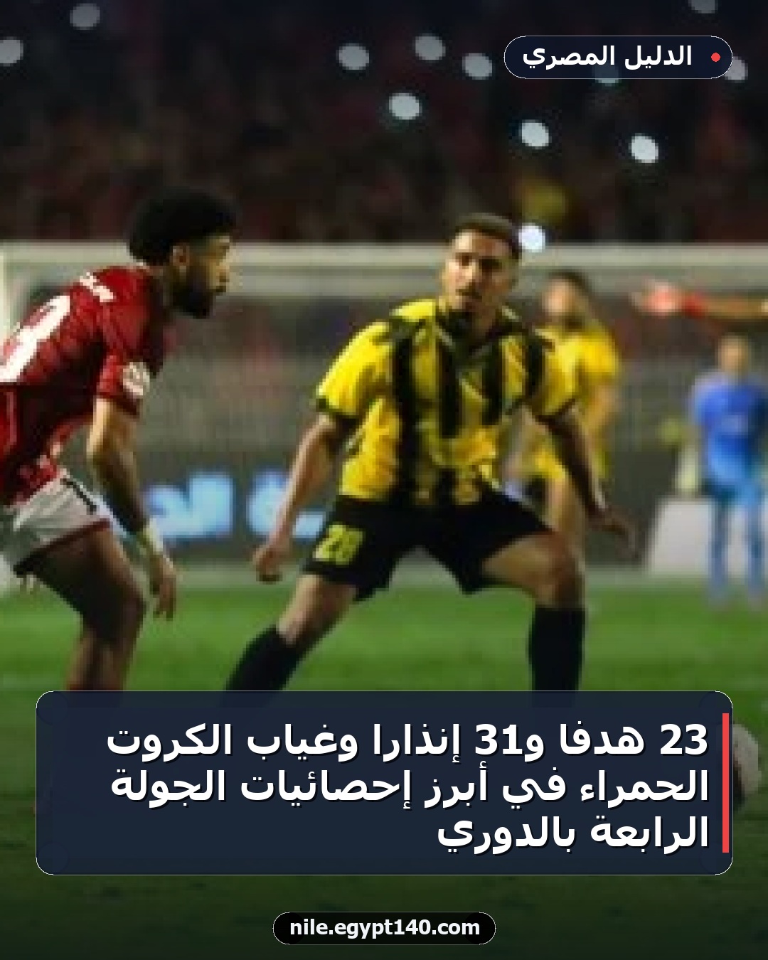 23 هدفاً و31 إنذاراً وغياب الكروت الحمراء في أبرز إحصائيات الجولة الرابعة بالدوري
