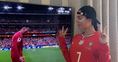 جورجينا تحتفل بهدفي كريستيانو رونالدو في مباراة أوزبكستان بكأس العالم